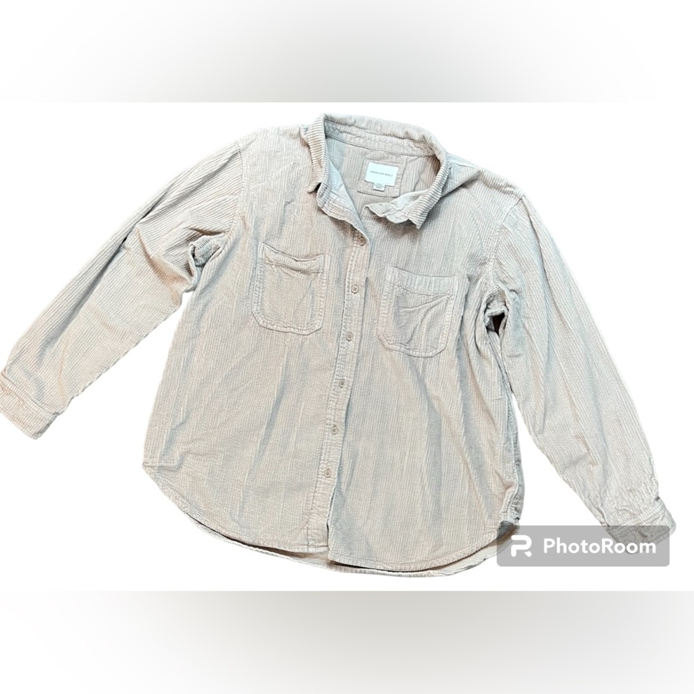 Women's American Eagle  Button down Corduroy Shacket, Cream, size Med